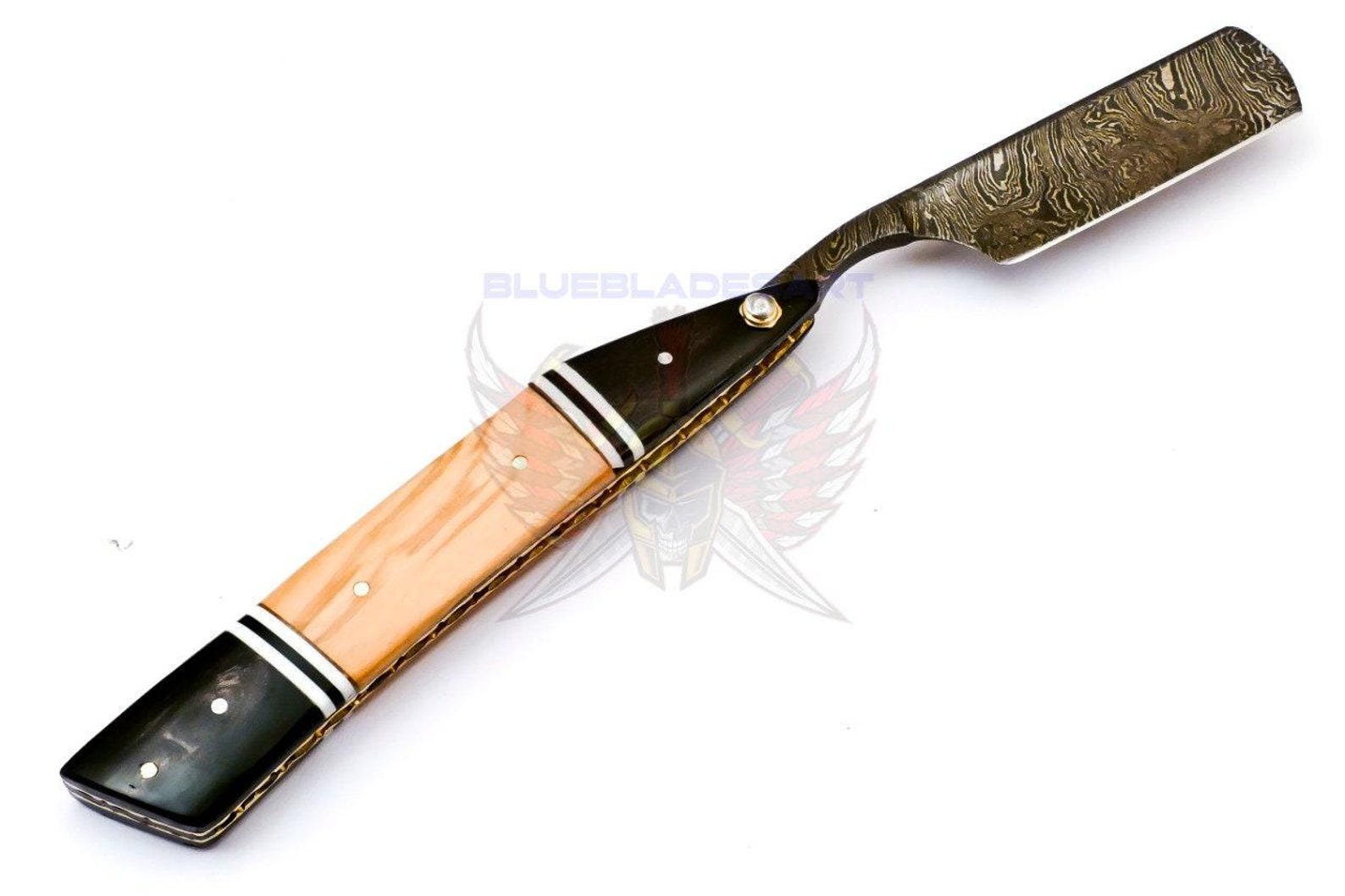 Personalized Damascus Folding Pocket Custom Blade Straight Razor very sharp with leather sheath