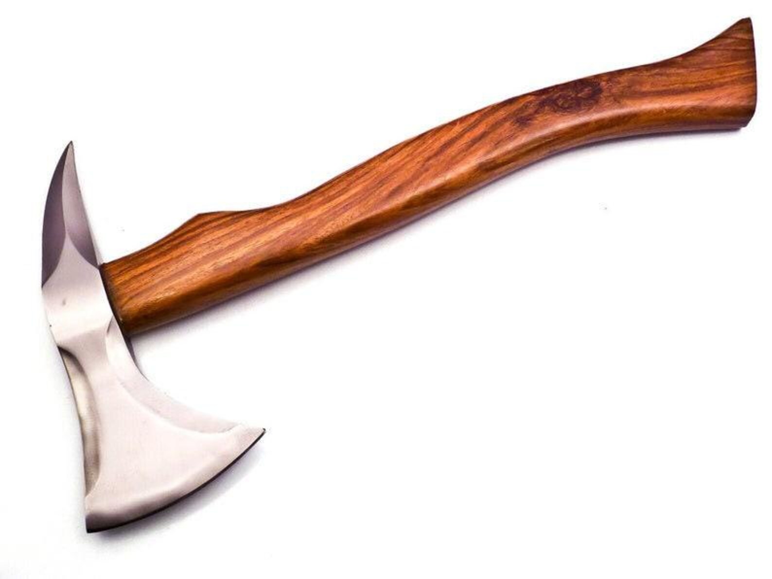 17.5" Custom Forged Carbon Steel Hunting Axe Fixed Blade with Beautiful Design on it Handle Wood With Leather Sheath