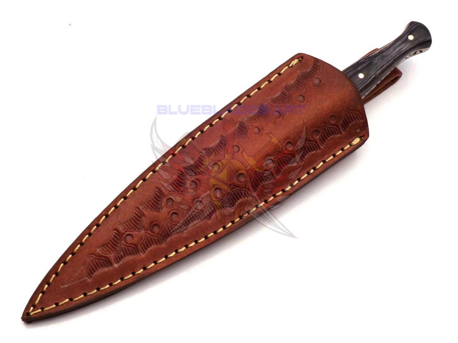 Personalized Set for Groomsmen Damascus Steel Hunting knife boot knife Handle made of Wood Weeding Gift