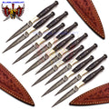 Personalized Set for Groomsmen Damascus Steel Hunting knife boot knife Handle made of Wood Weeding Gift