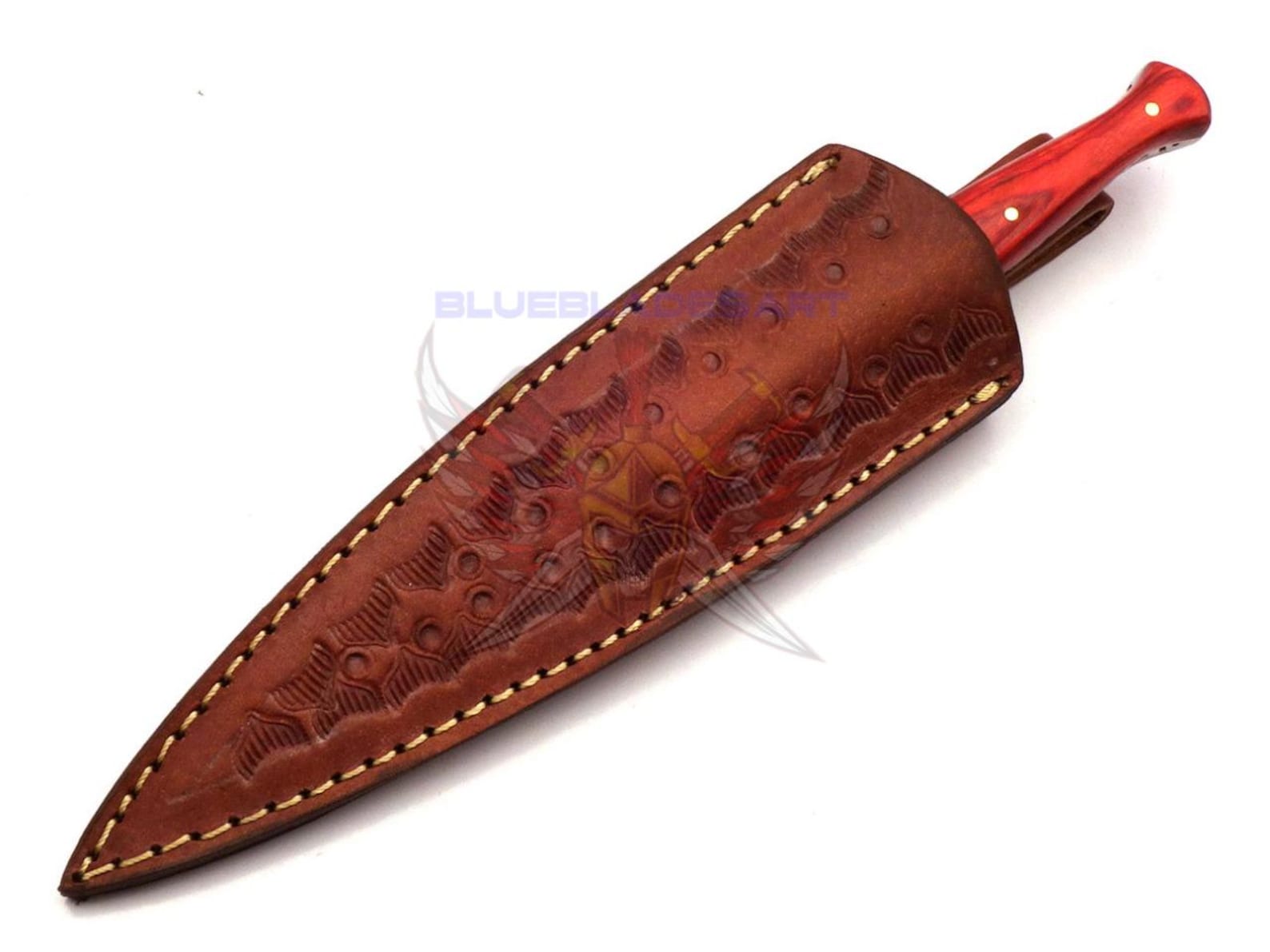 Personalized Set for Groomsmen Damascus Steel Hunting knife boot knife Handle made of Wood Weeding Gift