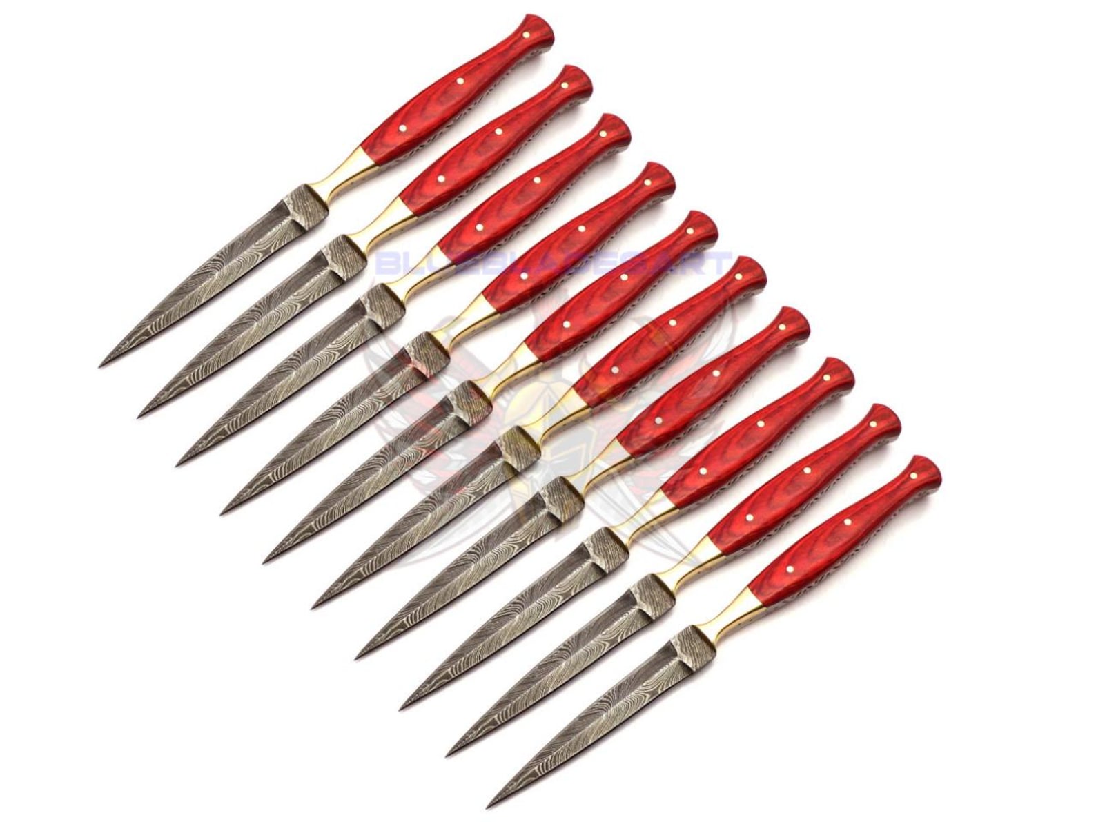 Personalized Set for Groomsmen Damascus Steel Hunting knife boot knife Handle made of Wood Weeding Gift