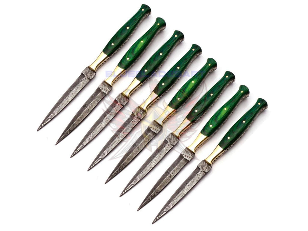 Personalized Set for Groomsmen Damascus Steel Hunting knife boot knife Handle made of Wood Weeding Gift