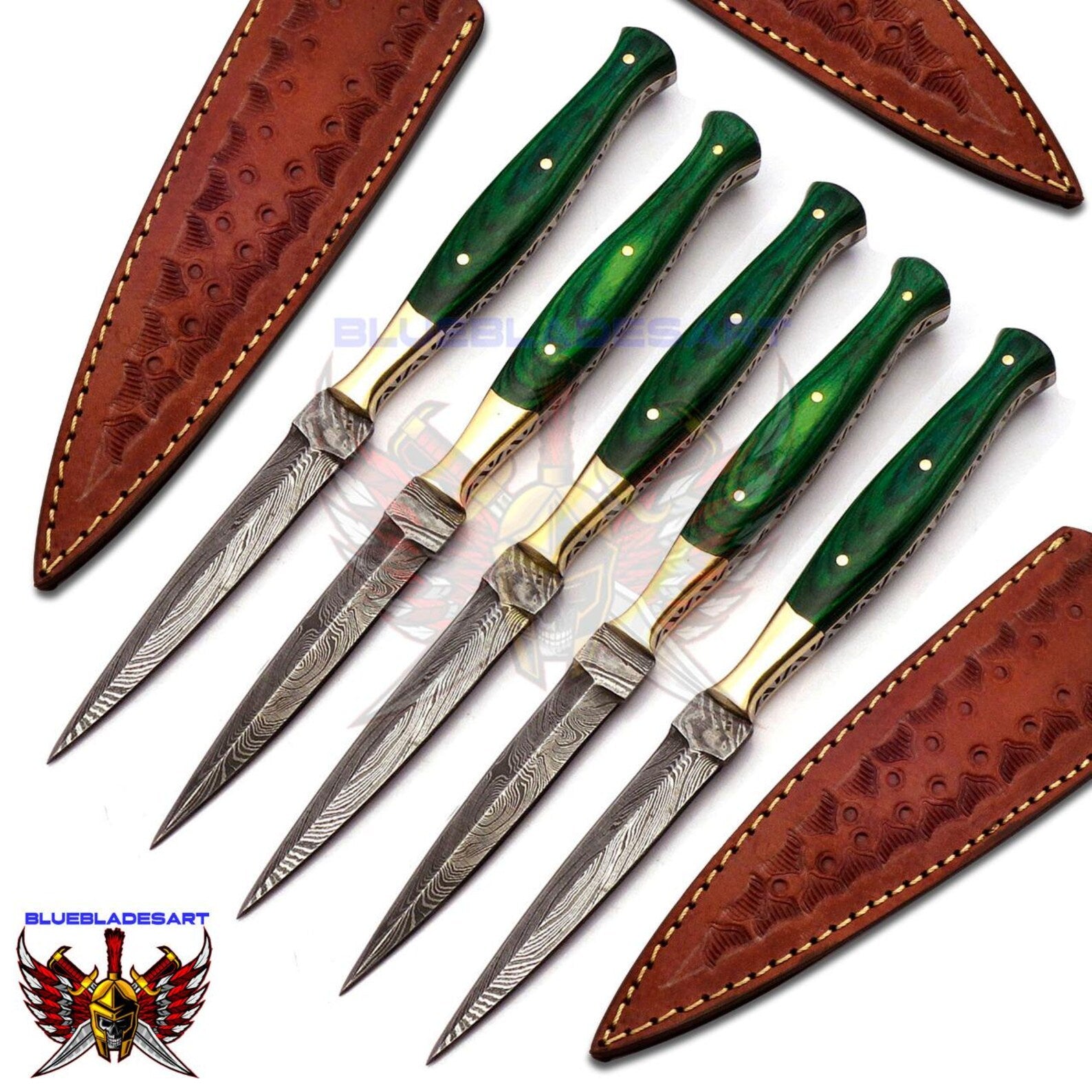 Personalized Set for Groomsmen Damascus Steel Hunting knife boot knife Handle made of Wood Weeding Gift