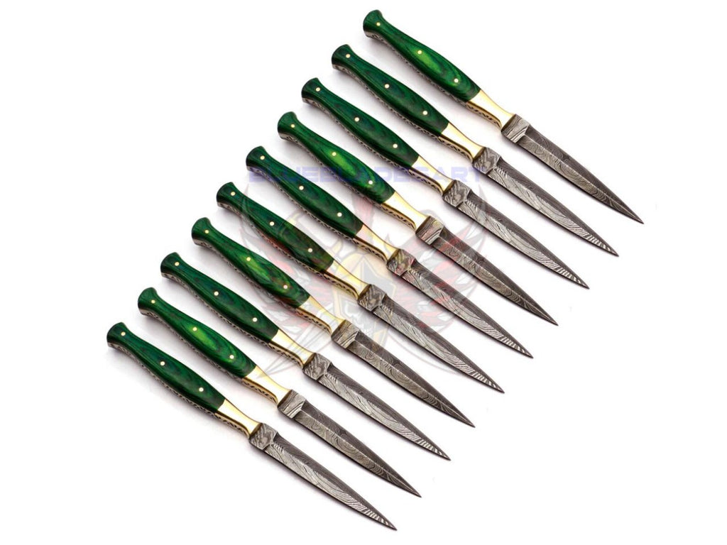 Personalized Set for Groomsmen Damascus Steel Hunting knife boot knife Handle made of Wood Weeding Gift