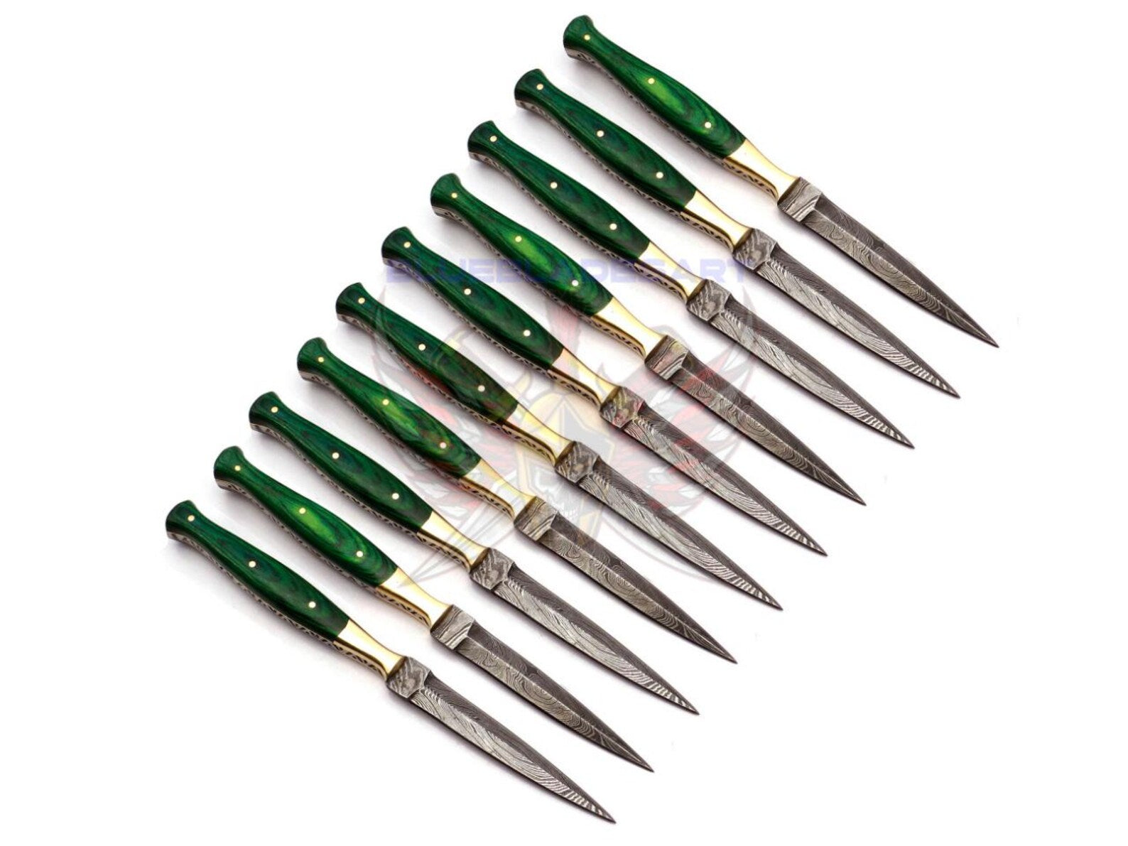Personalized Set for Groomsmen Damascus Steel Hunting knife boot knife Handle made of Wood Weeding Gift