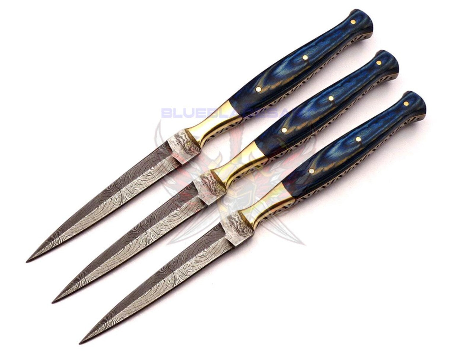 Personalized Set for Groomsmen Damascus Steel Hunting knife boot knife Handle made of Wood Weeding Gift
