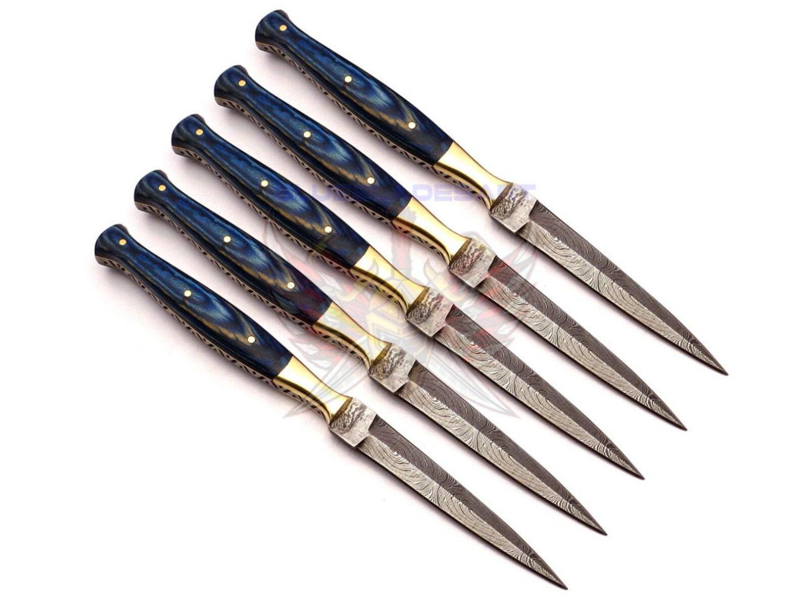 Personalized Set for Groomsmen Damascus Steel Hunting knife boot knife Handle made of Wood Weeding Gift