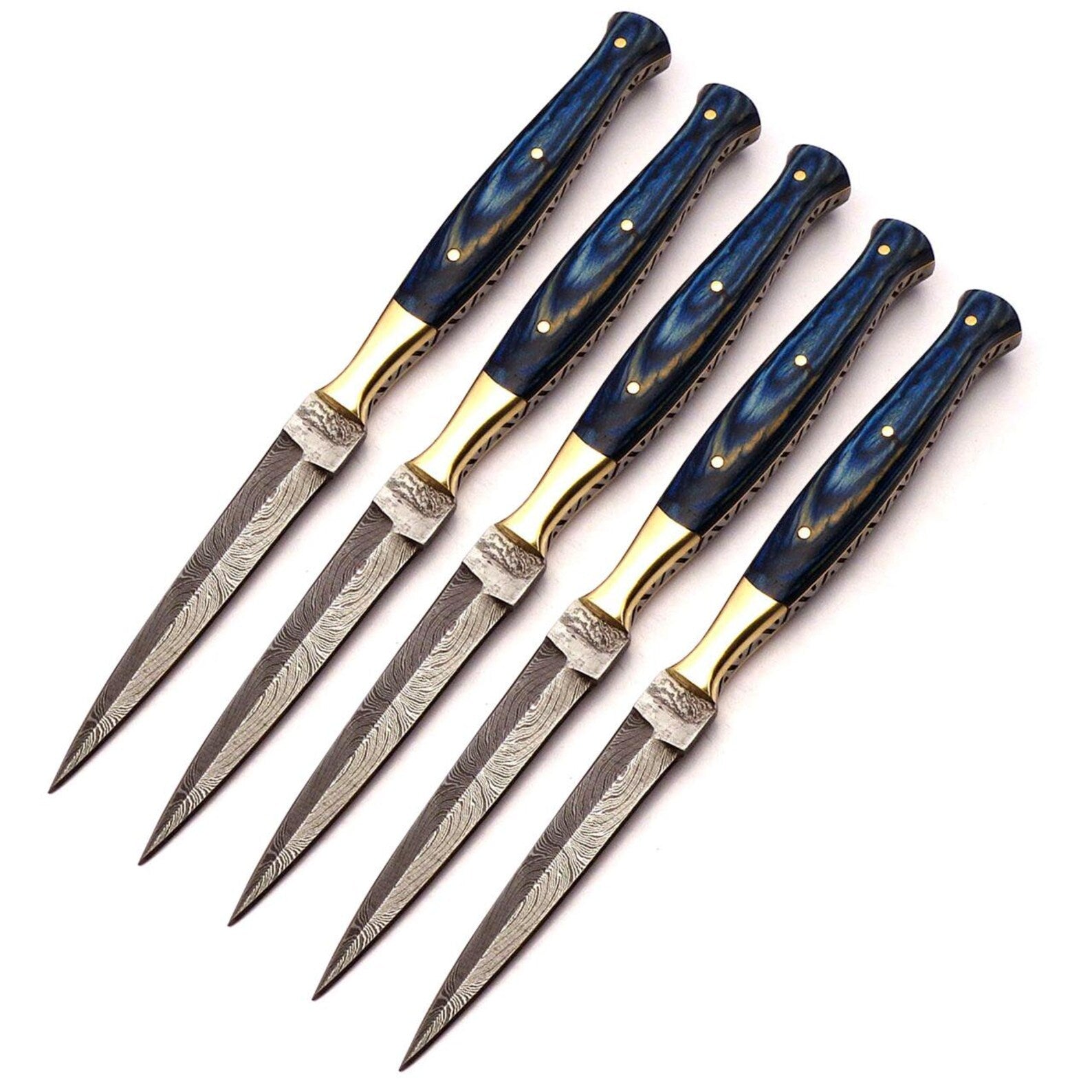 Personalized Set for Groomsmen Damascus Steel Hunting knife boot knife Handle made of Wood Weeding Gift