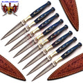 Personalized Set for Groomsmen Damascus Steel Hunting knife boot knife Handle made of Wood Weeding Gift