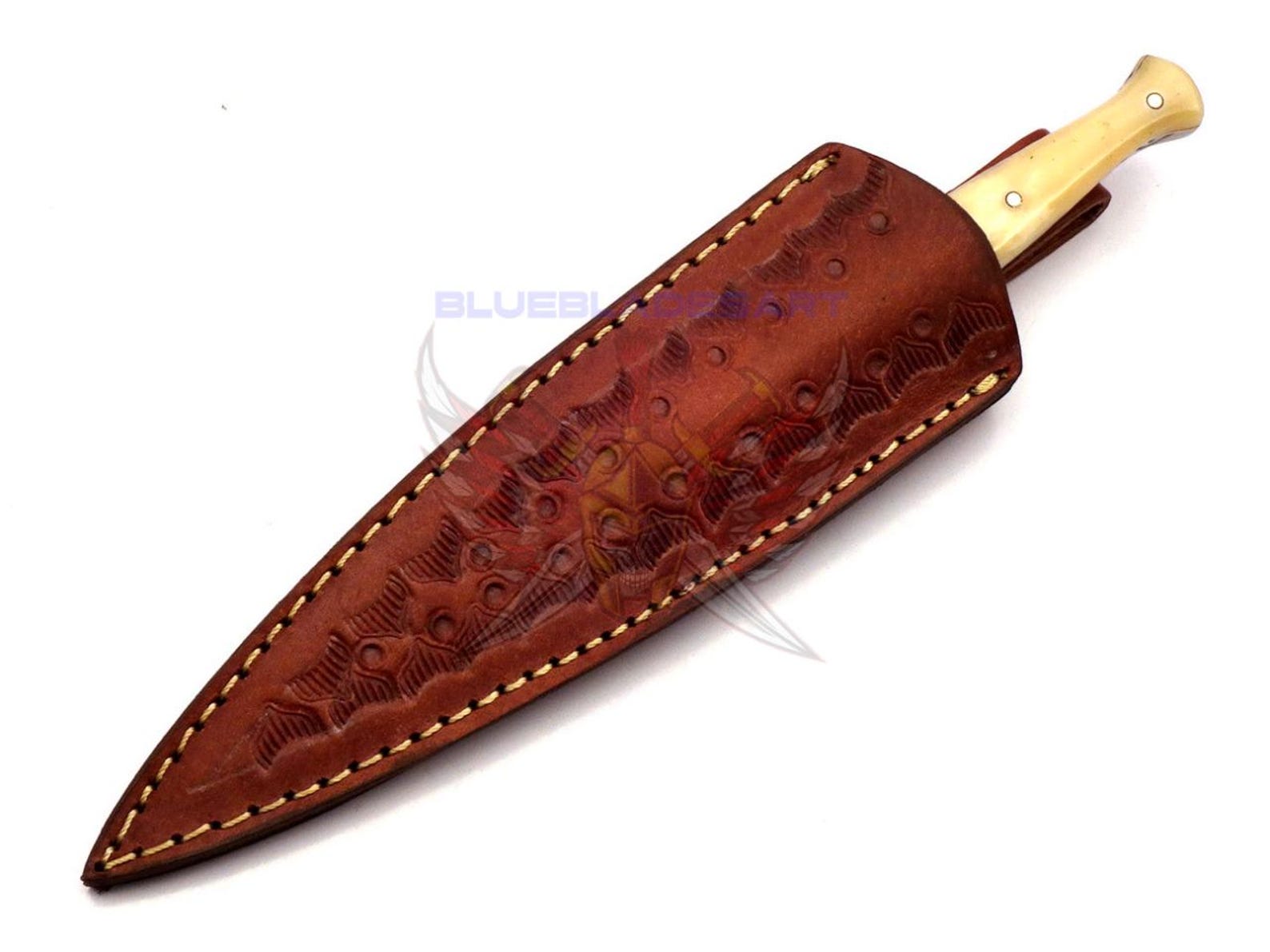 Personalized Set for Groomsmen Damascus Steel Hunting knife boot knife Handle made of Bone Weeding Gift
