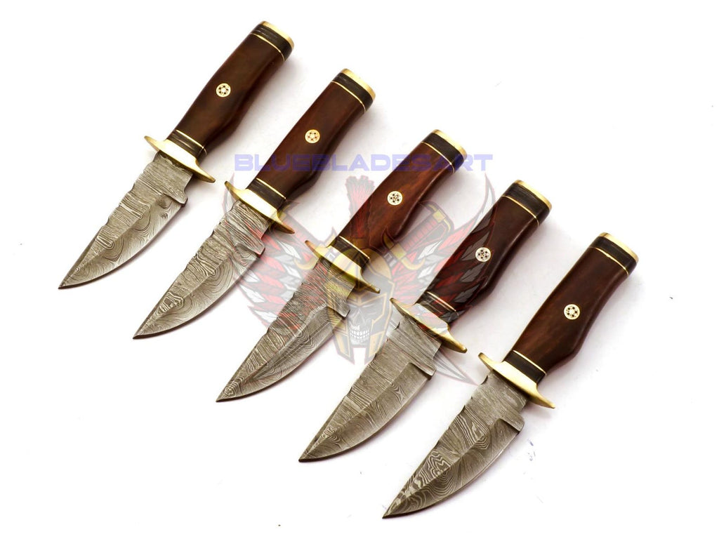 Personalized Set for Groomsmen Knives Damascus Steel Hunting knife Handle Tali Wood Groomsman gift for Wedding