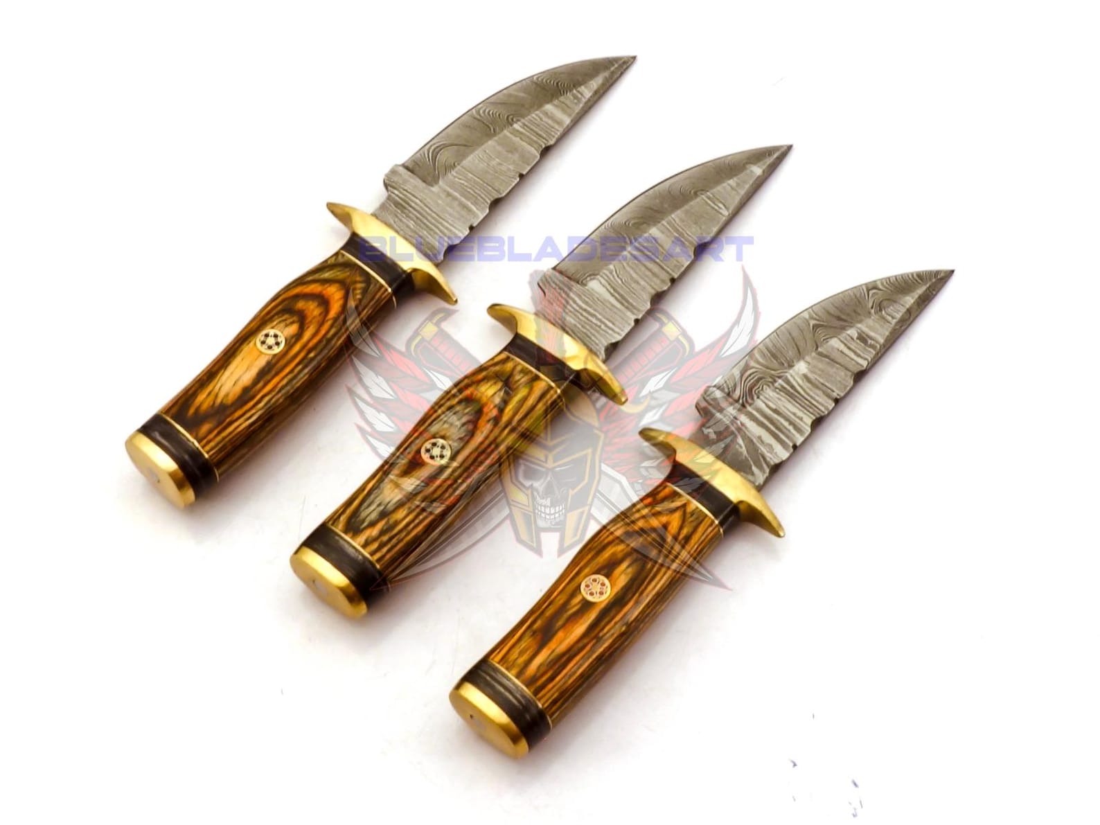 Personalized Set for Groomsmen Knives Damascus Steel Hunting knife Handle Tali Wood Groomsman gift for Wedding