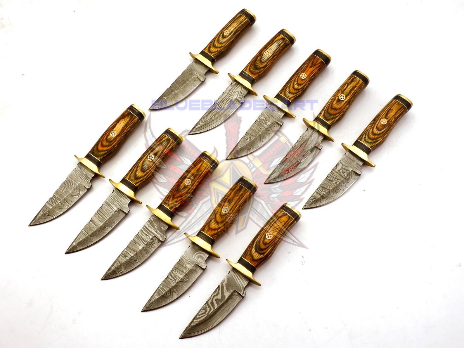 Personalized Set for Groomsmen Knives Damascus Steel Hunting knife Handle Tali Wood Groomsman gift for Wedding