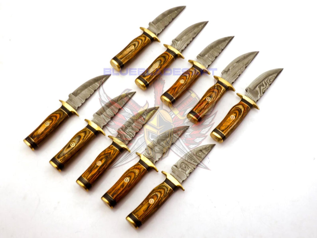 Personalized Set for Groomsmen Knives Damascus Steel Hunting knife Handle Tali Wood Groomsman gift for Wedding