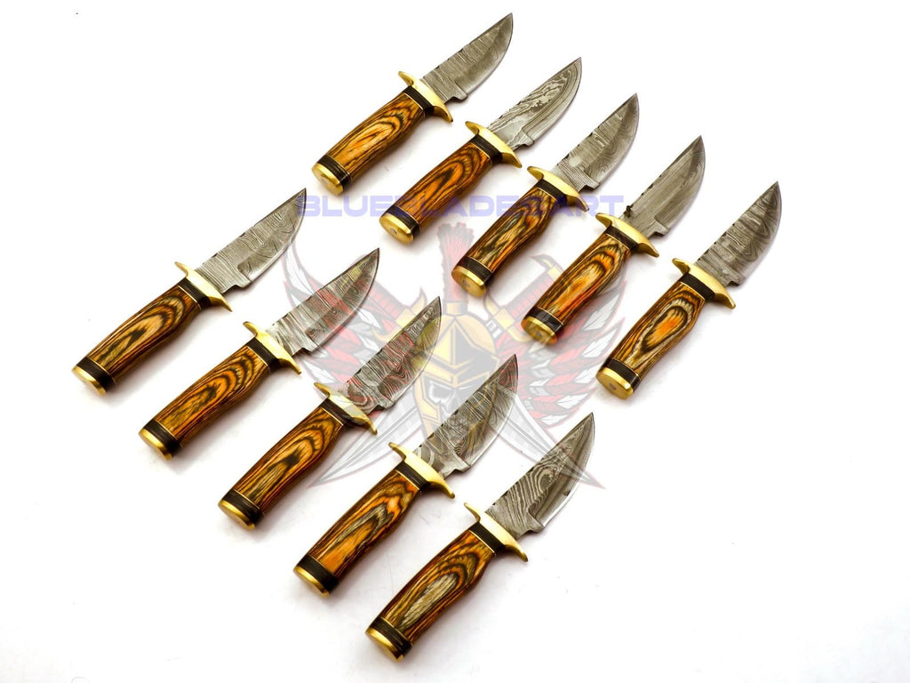 Personalized Set for Groomsmen Knives Damascus Steel Hunting knife Handle Tali Wood Groomsman gift for Wedding