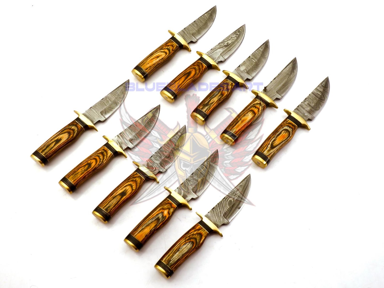 Personalized Set for Groomsmen Knives Damascus Steel Hunting knife Handle Tali Wood Groomsman gift for Wedding