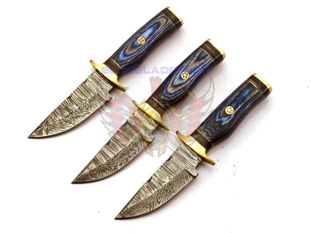Personalized Set for Groomsmen Knives Damascus Steel Hunting knife Handle Tali Wood Groomsman gift for Wedding