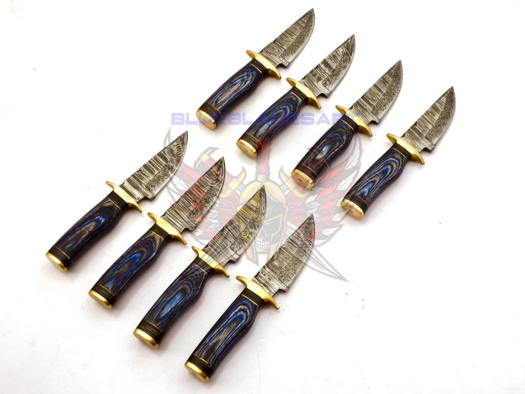 Personalized Set for Groomsmen Knives Damascus Steel Hunting knife Handle Tali Wood Groomsman gift for Wedding