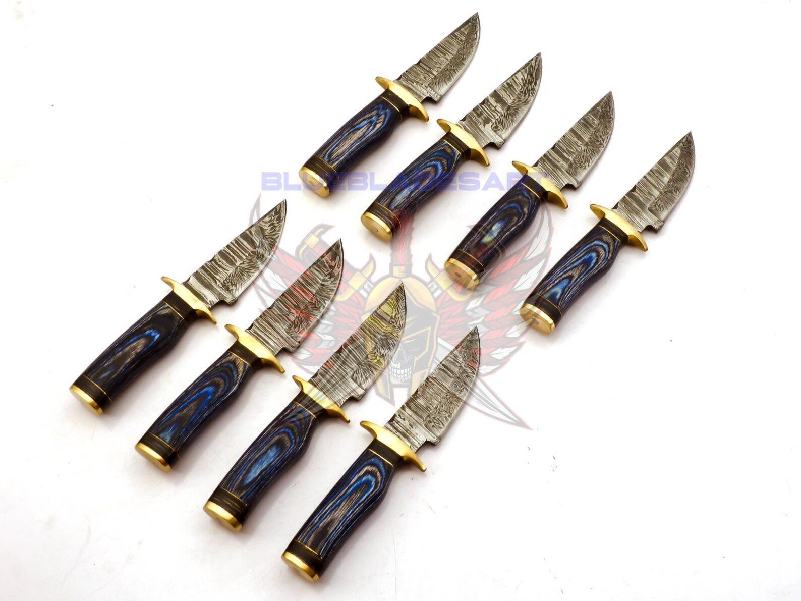 Personalized Set for Groomsmen Knives Damascus Steel Hunting knife Handle Tali Wood Groomsman gift for Wedding