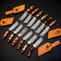 Personalized Set for Groomsmen Damascus Steel Hunting Tanto knife Handle Deer Antler