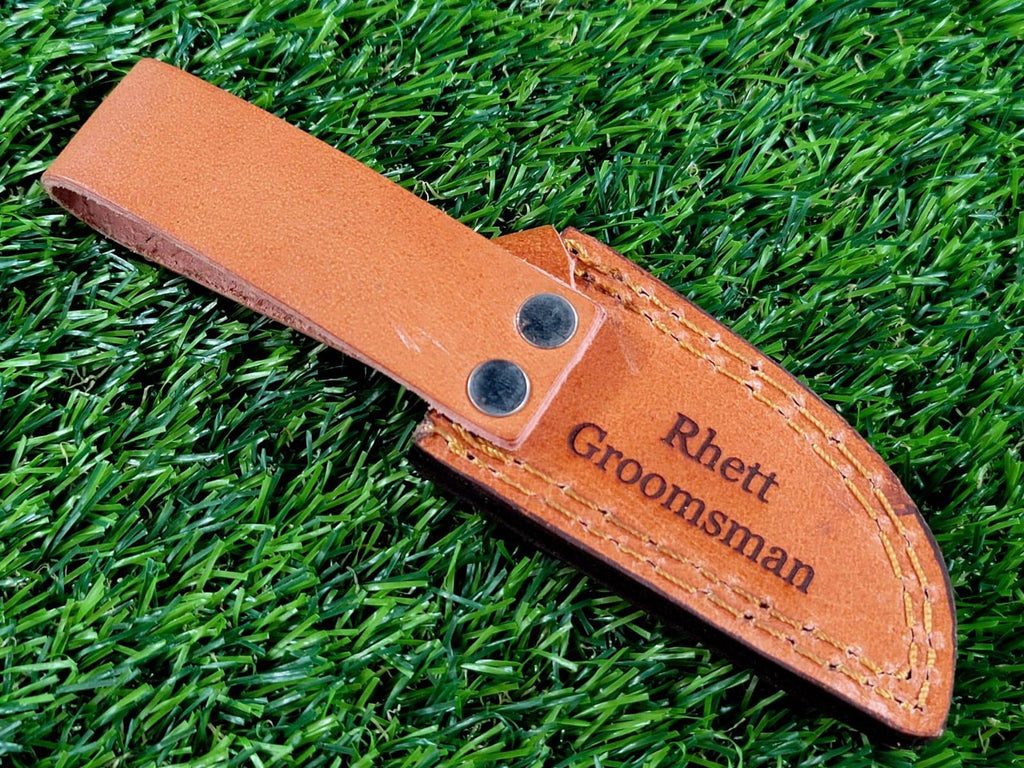 Personalized 10 inch Damascus Steel Hunting knife Handle Deer Antler W leather Cover