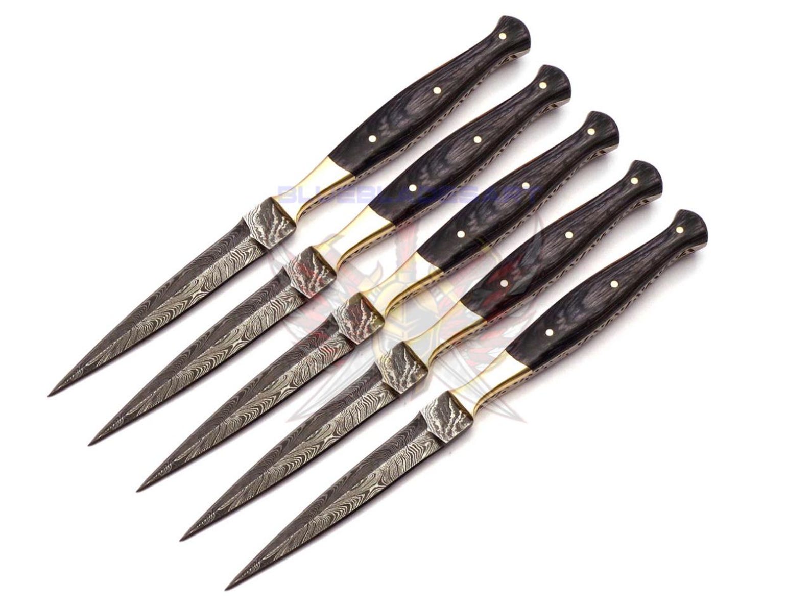 Personalized Set for Groomsmen Damascus Steel Hunting knife boot knife Handle made of Wood Weeding Gift