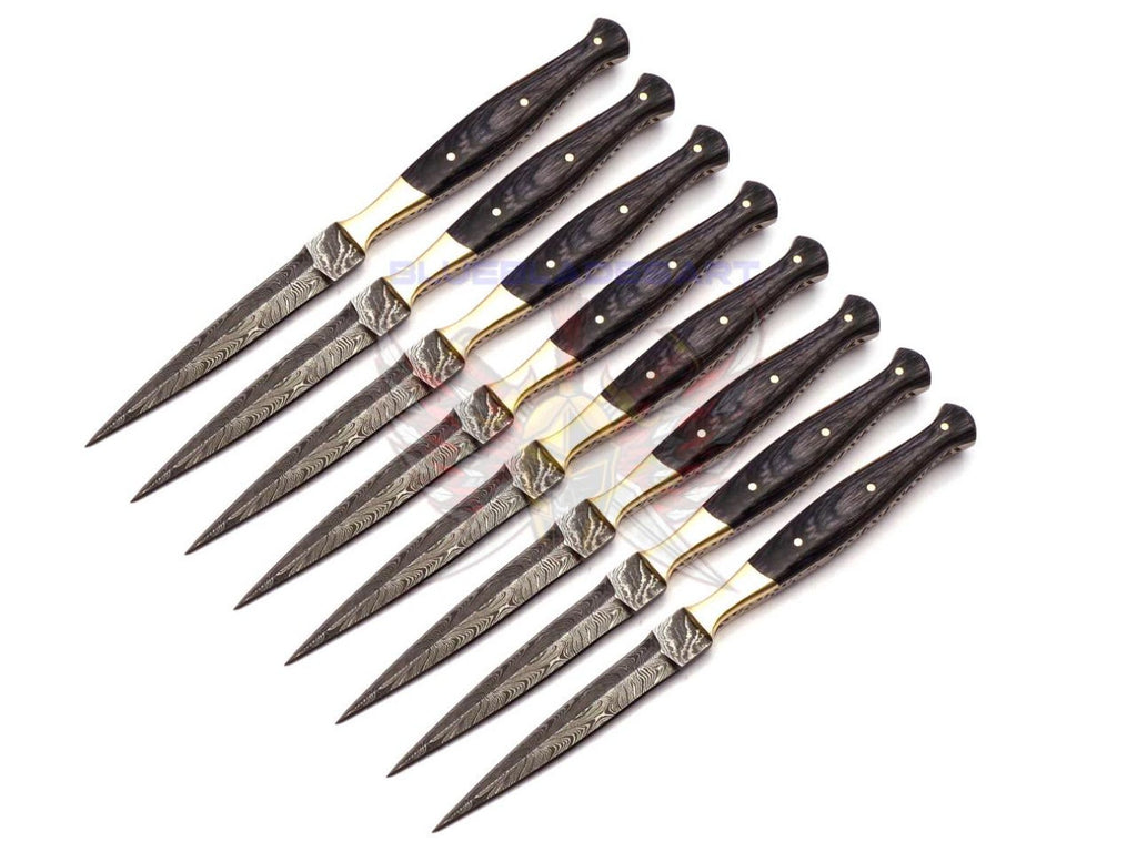 Personalized Set for Groomsmen Damascus Steel Hunting knife boot knife Handle made of Wood Weeding Gift