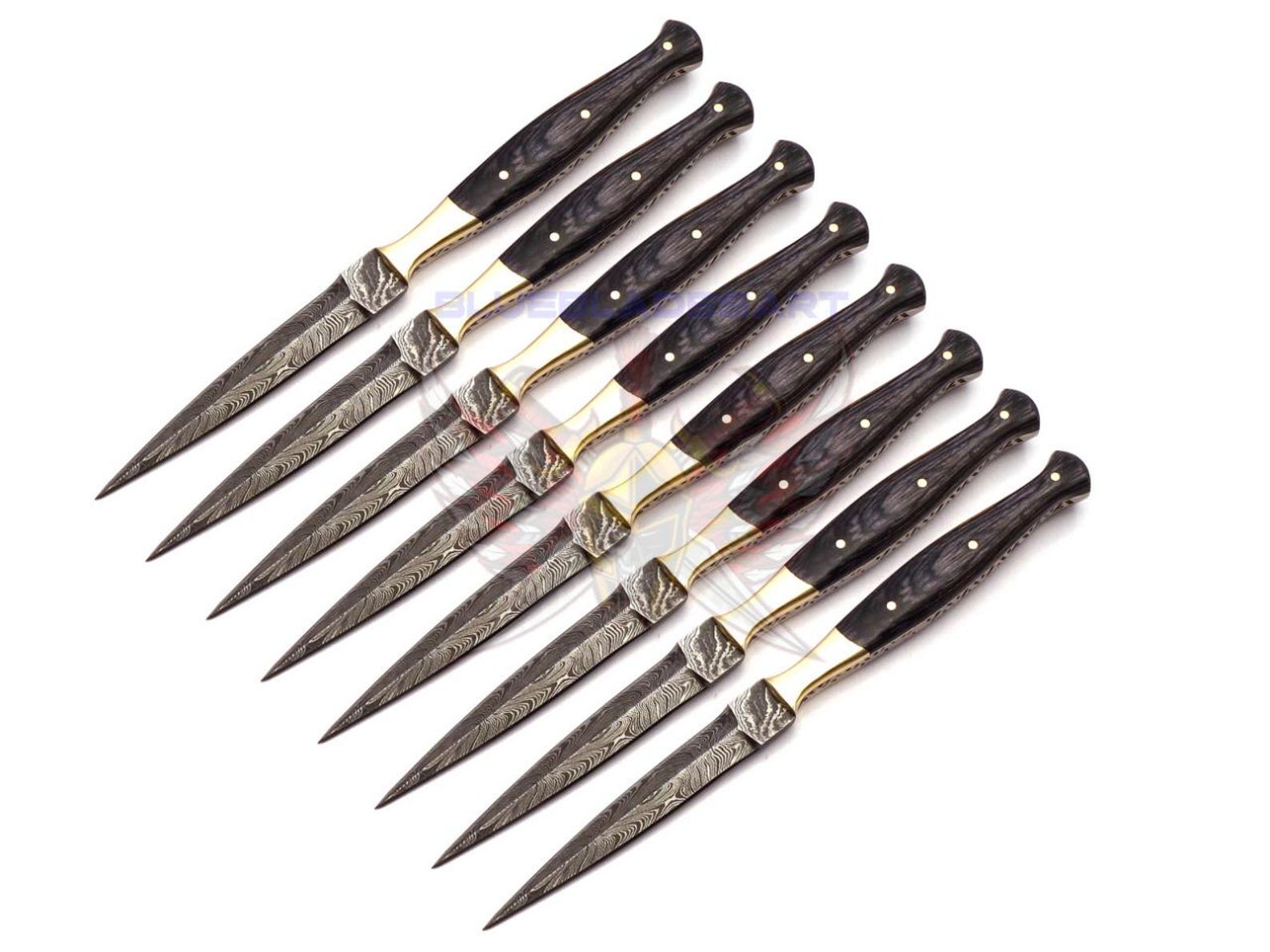 Personalized Set for Groomsmen Damascus Steel Hunting knife boot knife Handle made of Wood Weeding Gift