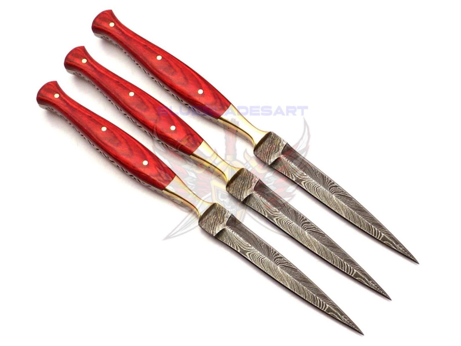 Personalized Set for Groomsmen Damascus Steel Hunting knife boot knife Handle made of Wood Weeding Gift