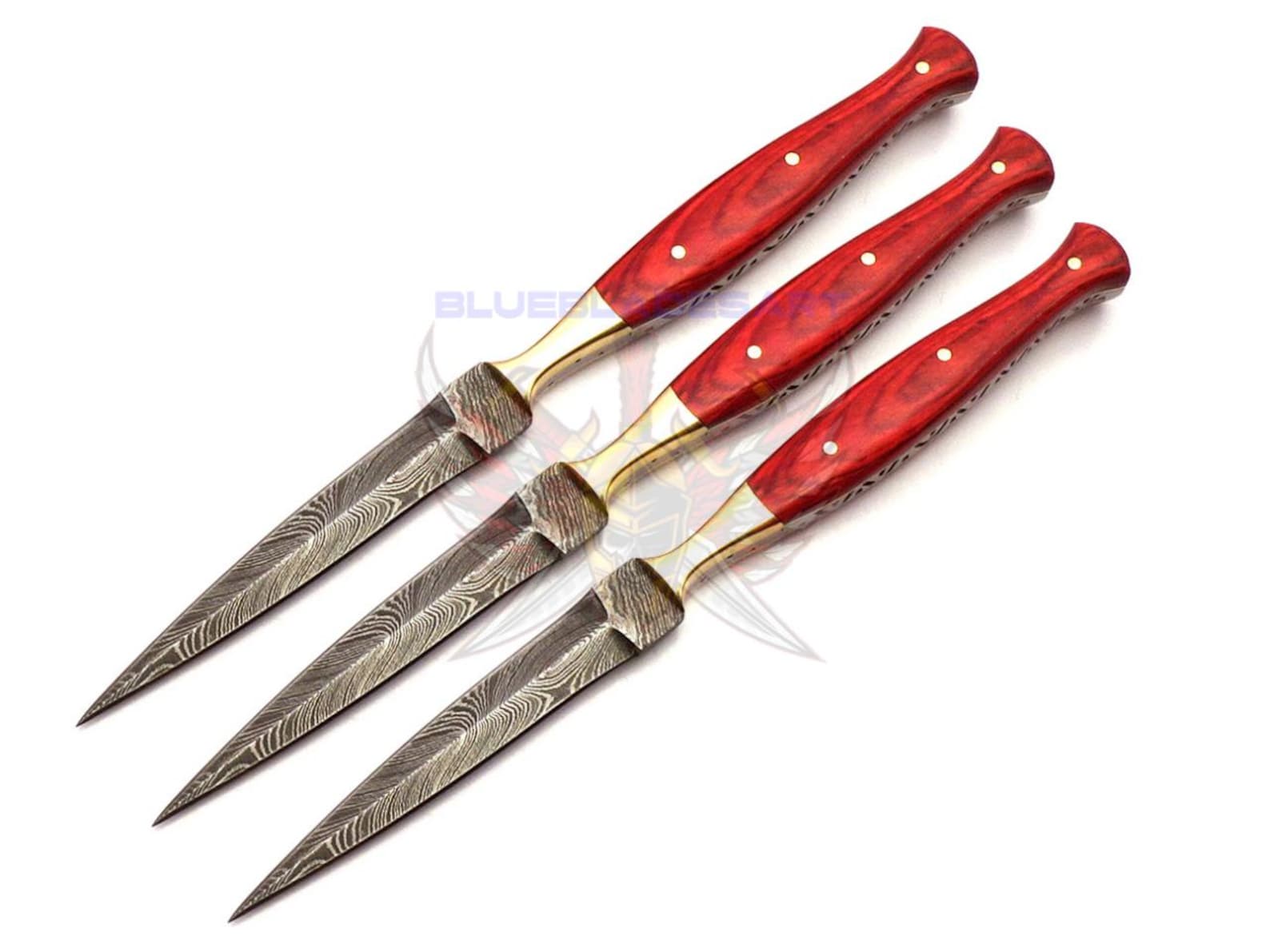 Personalized Set for Groomsmen Damascus Steel Hunting knife boot knife Handle made of Wood Weeding Gift