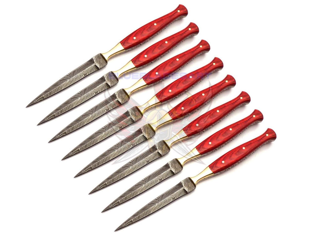 Personalized Set for Groomsmen Damascus Steel Hunting knife boot knife Handle made of Wood Weeding Gift