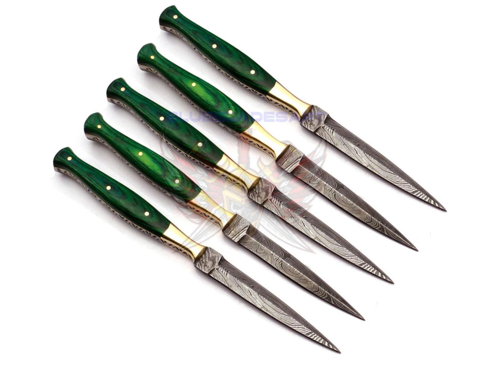 Personalized Set for Groomsmen Damascus Steel Hunting knife boot knife Handle made of Wood Weeding Gift