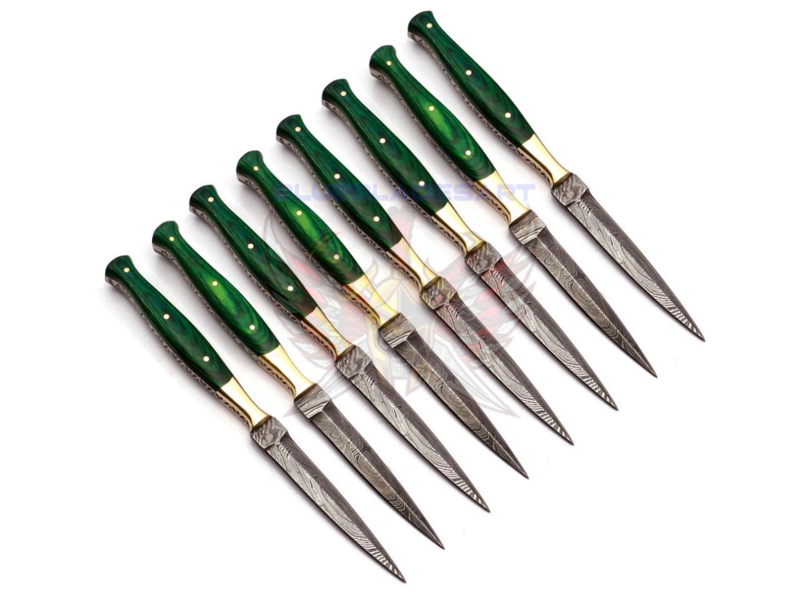 Personalized Set for Groomsmen Damascus Steel Hunting knife boot knife Handle made of Wood Weeding Gift
