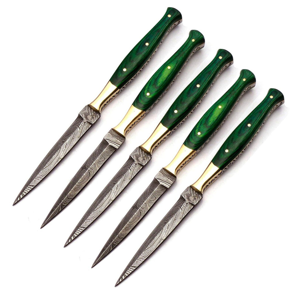 Personalized Set for Groomsmen Damascus Steel Hunting knife boot knife Handle made of Wood Weeding Gift