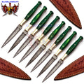 Personalized Set for Groomsmen Damascus Steel Hunting knife boot knife Handle made of Wood Weeding Gift