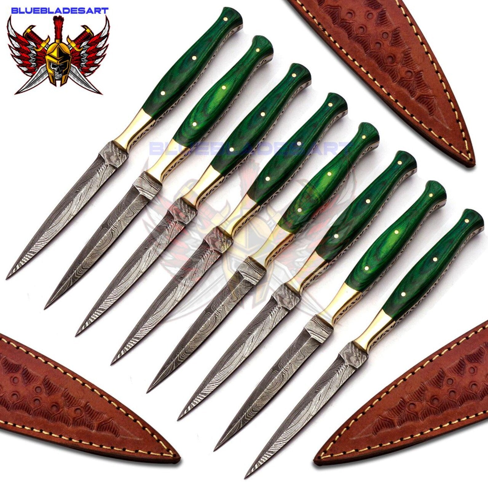 Personalized Set for Groomsmen Damascus Steel Hunting knife boot knife Handle made of Wood Weeding Gift