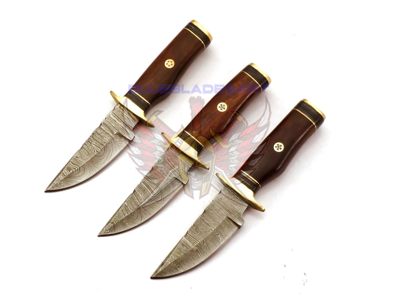 Personalized Set for Groomsmen Knives Damascus Steel Hunting knife Handle Tali Wood Groomsman gift for Wedding