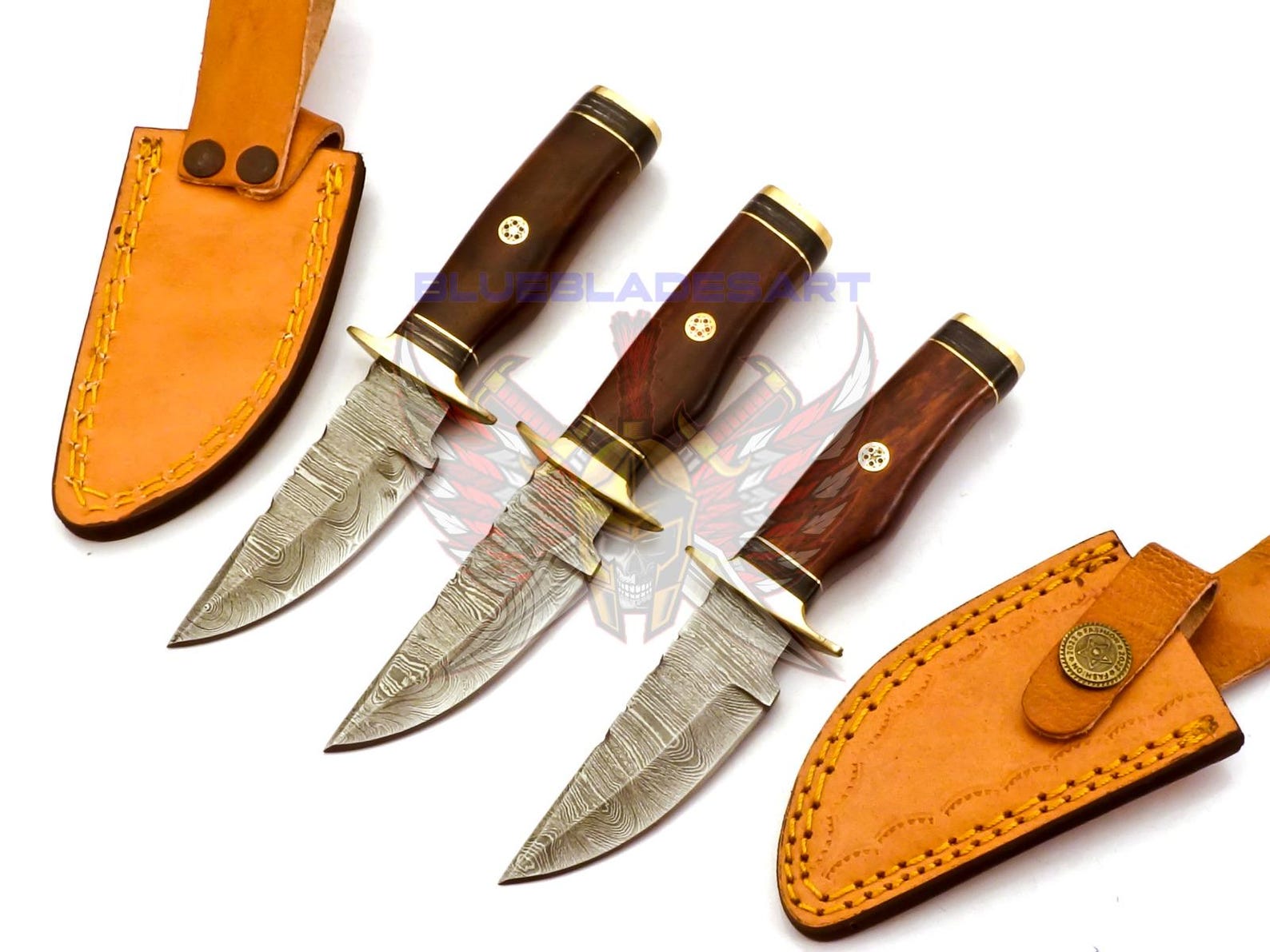 Personalized Set for Groomsmen Knives Damascus Steel Hunting knife Handle Tali Wood Groomsman gift for Wedding