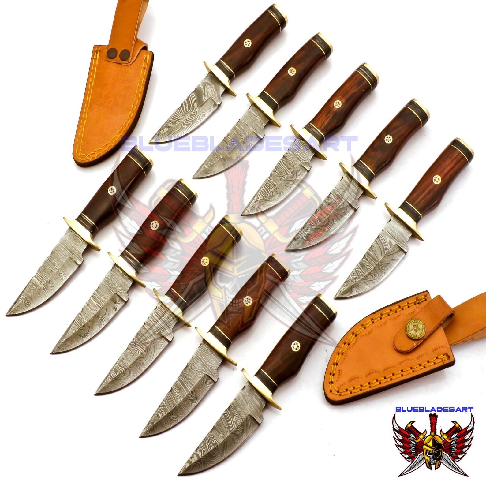 Personalized Set for Groomsmen Knives Damascus Steel Hunting knife Handle Tali Wood Groomsman gift for Wedding