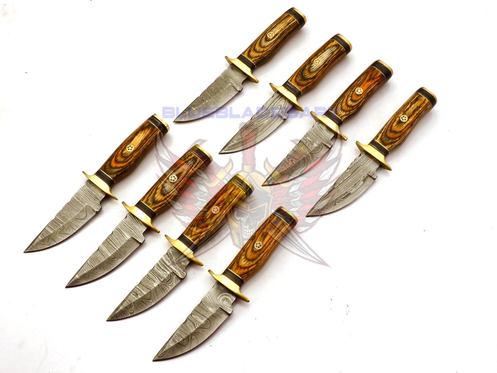 Personalized Set for Groomsmen Knives Damascus Steel Hunting knife Handle Tali Wood Groomsman gift for Wedding
