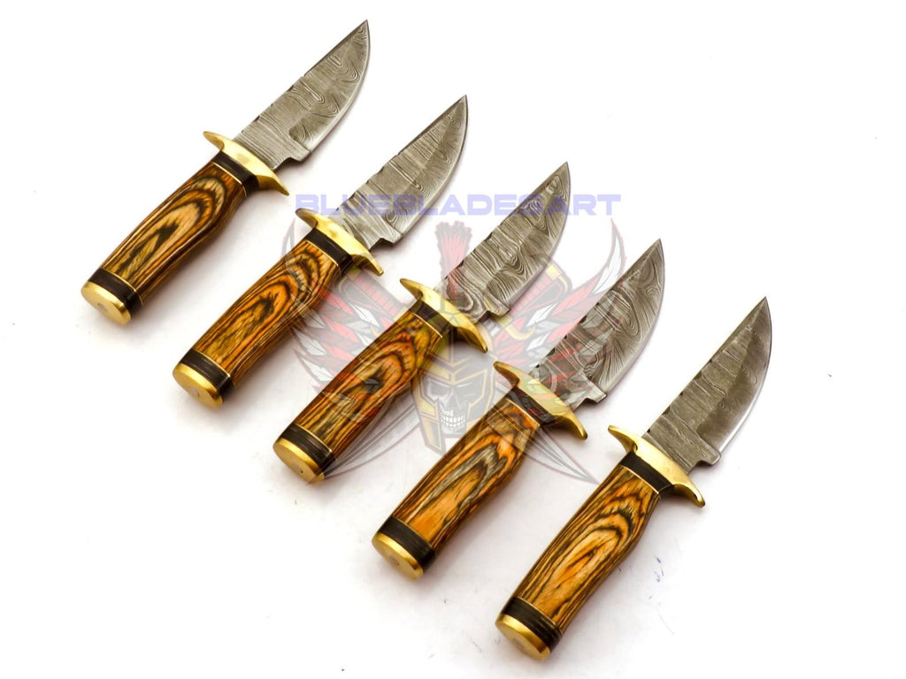 Personalized Set for Groomsmen Knives Damascus Steel Hunting knife Handle Tali Wood Groomsman gift for Wedding