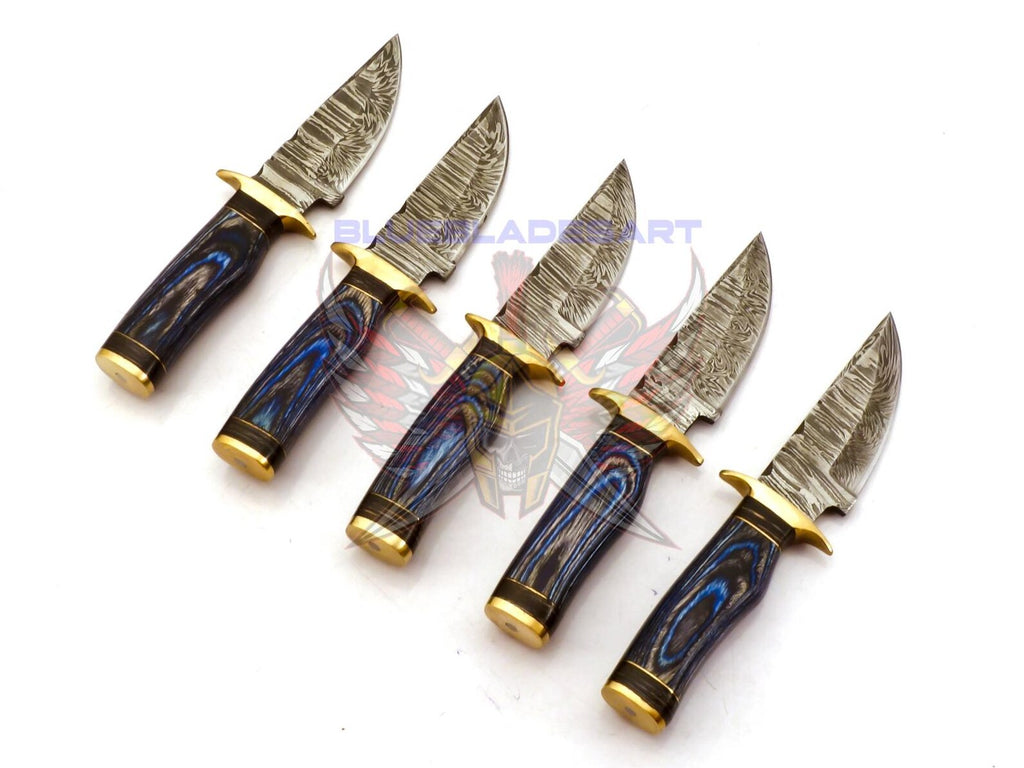 Personalized Set for Groomsmen Knives Damascus Steel Hunting knife Handle Tali Wood Groomsman gift for Wedding