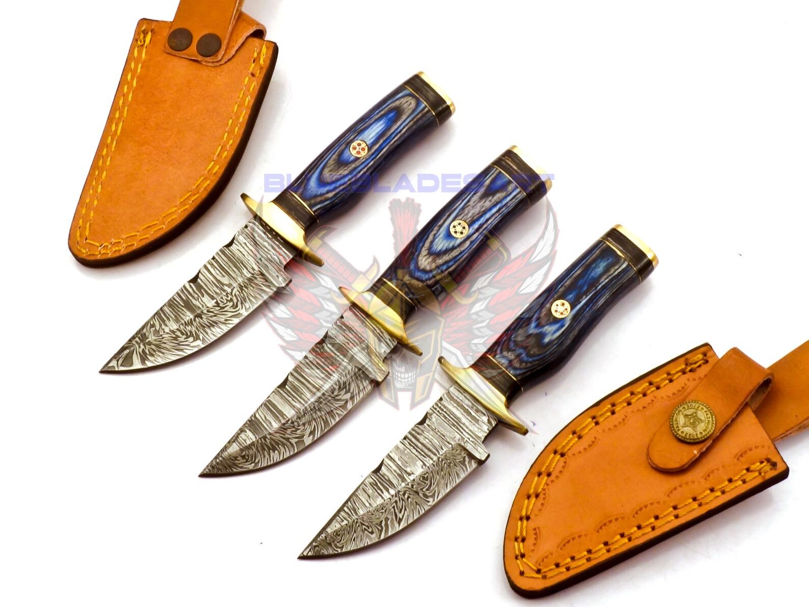 Personalized Set for Groomsmen Knives Damascus Steel Hunting knife Handle Tali Wood Groomsman gift for Wedding