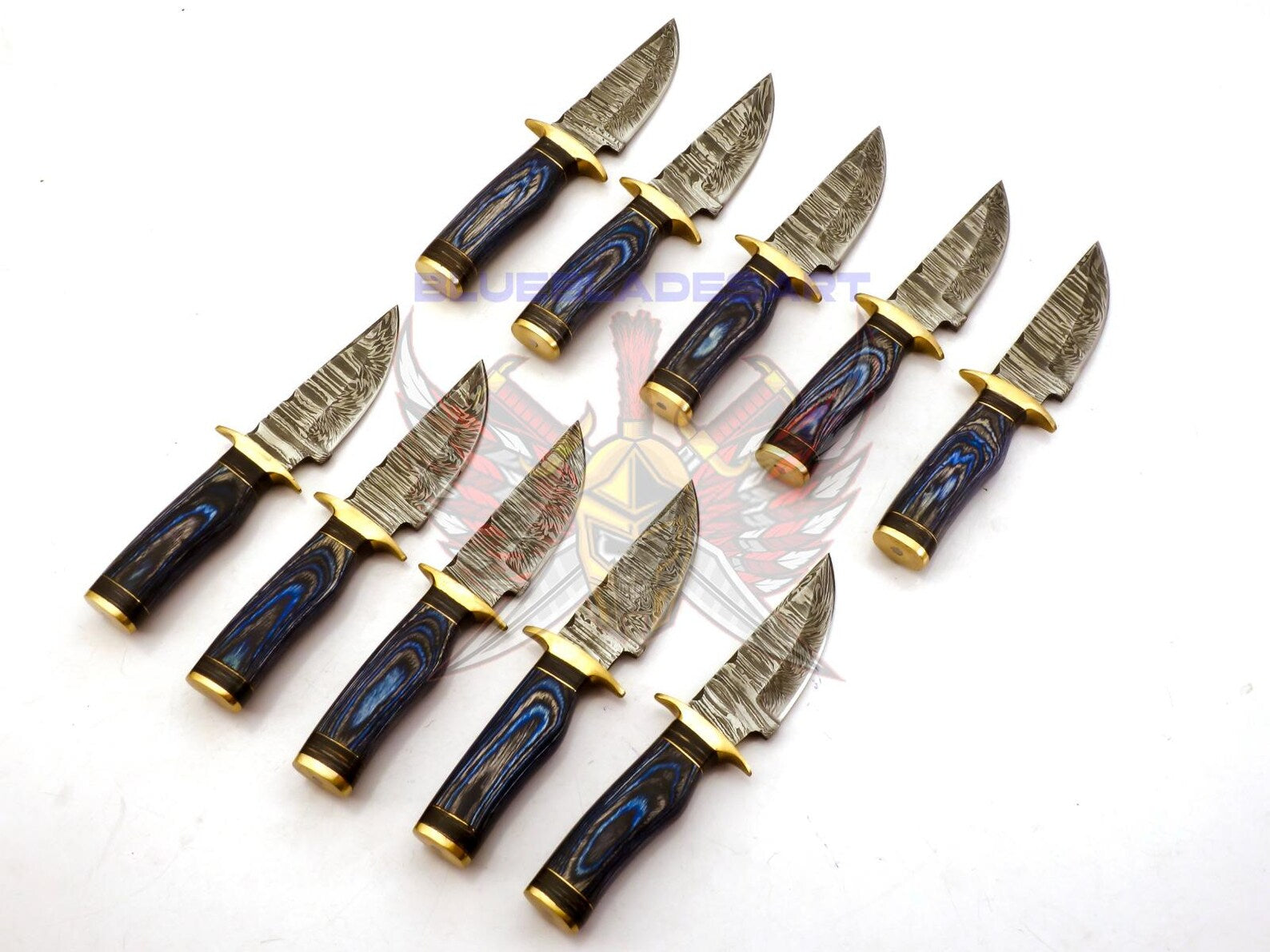 Personalized Set for Groomsmen Knives Damascus Steel Hunting knife Handle Tali Wood Groomsman gift for Wedding