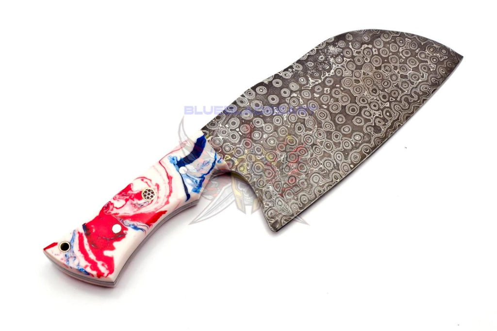Personalized Carbon Steel Chef Kitchen Cleaver Knife Chef Knife Heavy Duty Handle Made of Resin with Leather Sheath