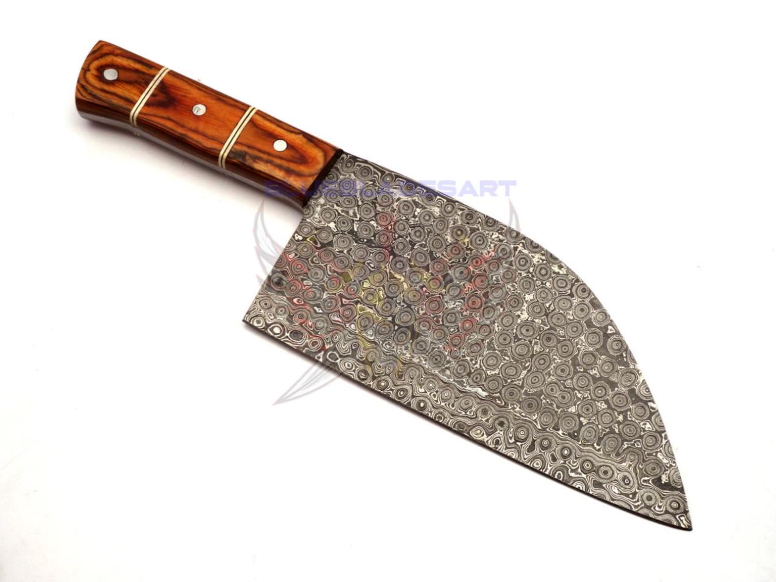 Personalized Damascus Steel Cleaver Chopper Chef Kitchen Knife Heavy Duty Damascus Handle Walnut Wood with Leather Sheath