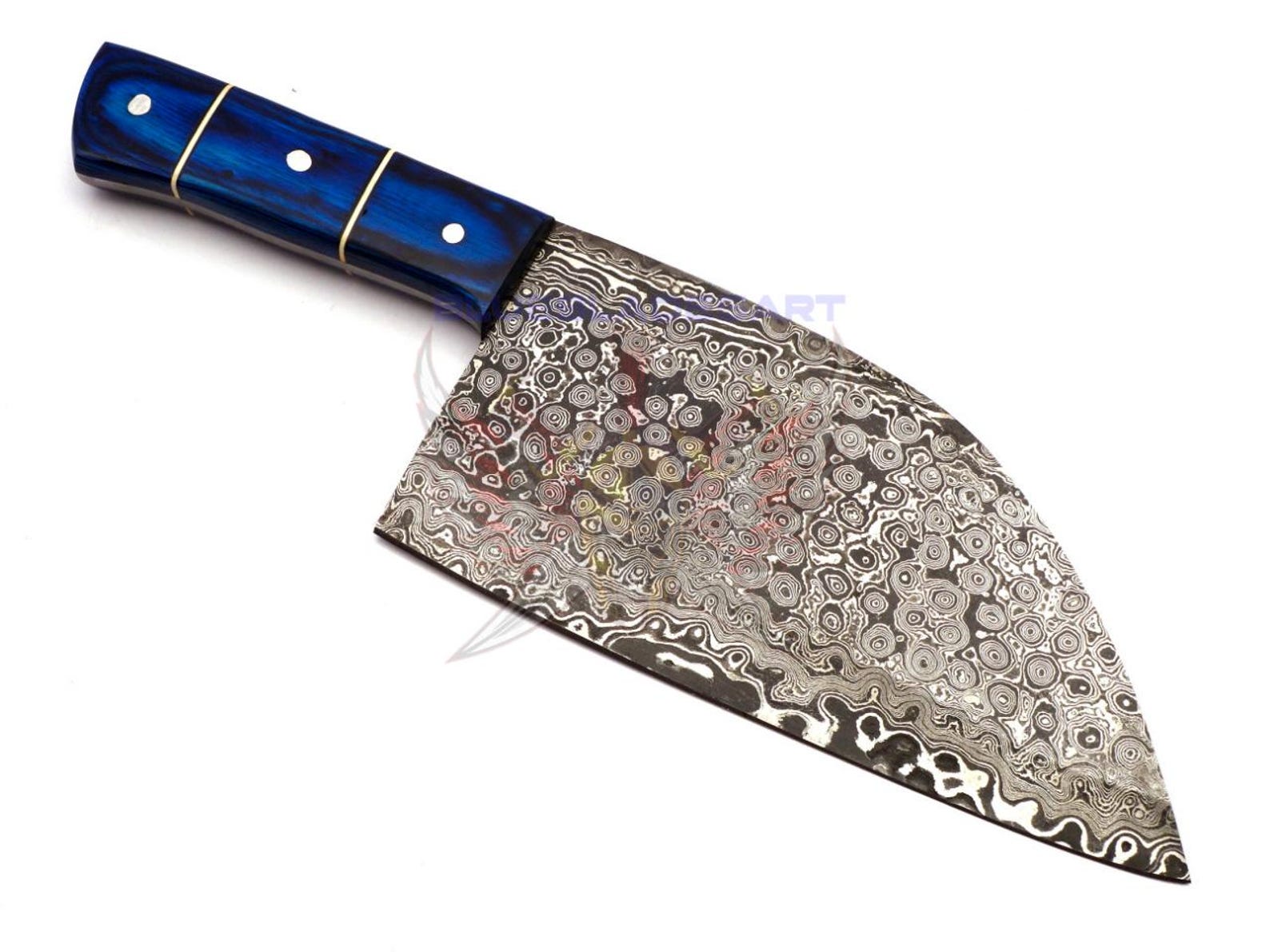 Personalized Damascus Steel Cleaver Chopper Chef Kitchen Knife Heavy Duty Damascus Handle Walnut Wood with Leather Sheath