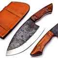 SDPersonalized Carbon Steel Chef Kitchen Cleaver Knife Chef Knife Heavy Duty Handle Rose Wood with Leather Sheath