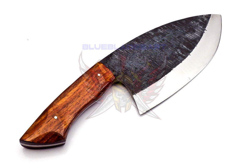 SDPersonalized Carbon Steel Chef Kitchen Cleaver Knife Chef Knife Heavy Duty Handle Rose Wood with Leather Sheath